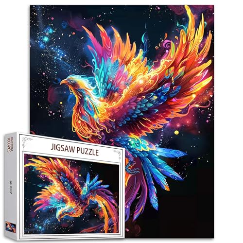Tucocoo Fire Phoenix Jigsaw PuzzleSacred Fantasy Animals 1000 Pieces Jigsaw Puzzles for Adults27 x 20 Inches Puzzles HD Quality Flapping Fly Fire Phoenix Puzzle GiftFamily Activity Perfect for Game Night - Image 1