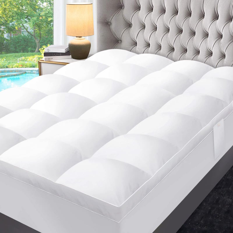 ABENE 3 Inch Dual Layer Memory Foam Mattress Topper Twin XL 2 Inch Memory Foam Plus 1 Inch Down Alternative Pillowtop Mattress Pad with Bedside Pocket College Dorm Essential Twin XL White