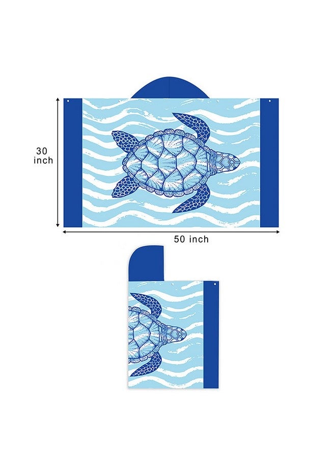 illikkuyax Sea Turtle Kids Beach Towels Hooded 30" x 50" Soft Microfiber Toddlers Pool Baby Bath Towels Beach Cover up for Ages 0-6 - Image 2