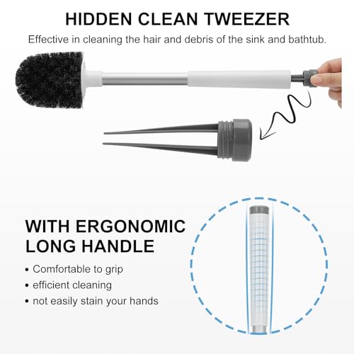 SetSail Toilet Brush and Holder, Self Closing Lid Toilet Bowl Brushes Holder and Extra Long Handle Ventilated Toilet Brush Set for Bathroom Cleaning, Nylon Bristles, White & Grey - Image 3