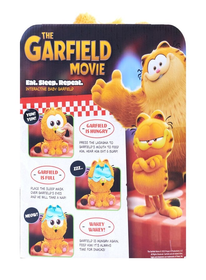 Animagic Baby Garfield Eat Sleep and Repeat 10'' (25cm) Plush | Includes Lasagna and Sleep Mask | Great for Garfield Fans | Ages 3+ - Image 3