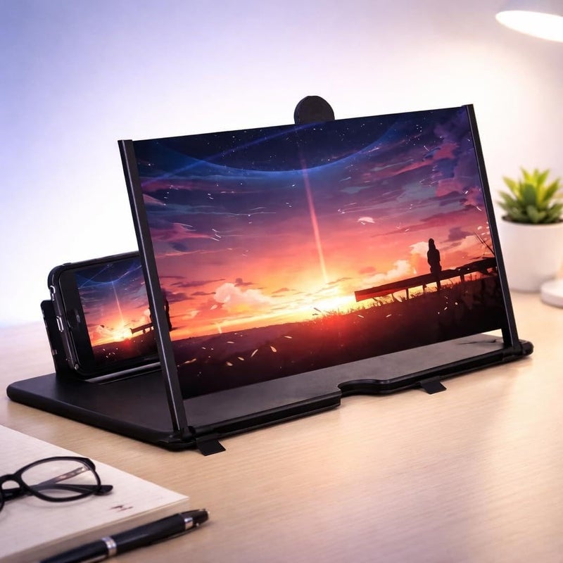 Phone Screen Magnifier - Foldable Mobile Cinema Viewer for All Smartphones, Black Color, Eye Comfort Design - Image 1