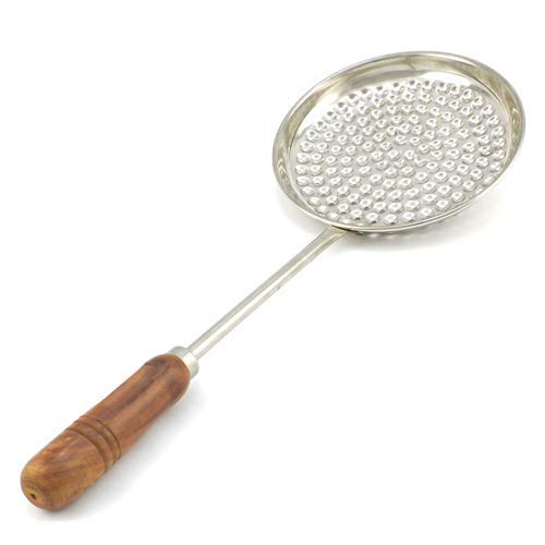 Medigo Stainless Steel Medium Bundi Jhara with Wooden Handle for Firm Grip - Image 1