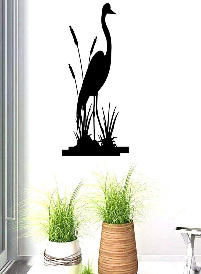 BIBITIME 13.38" x 23.22" Reed Grass Marsh Bird Wall Decal Nature Animal Silhouette Vinyl Sticker for Living Room Home Art PVC Murals Nursery Bedroom Children Kids Room Decor (Black) - Image 3