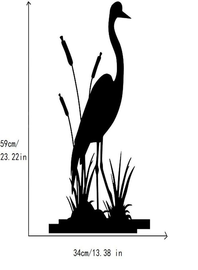 BIBITIME 13.38" x 23.22" Reed Grass Marsh Bird Wall Decal Nature Animal Silhouette Vinyl Sticker for Living Room Home Art PVC Murals Nursery Bedroom Children Kids Room Decor (Black) - Image 2