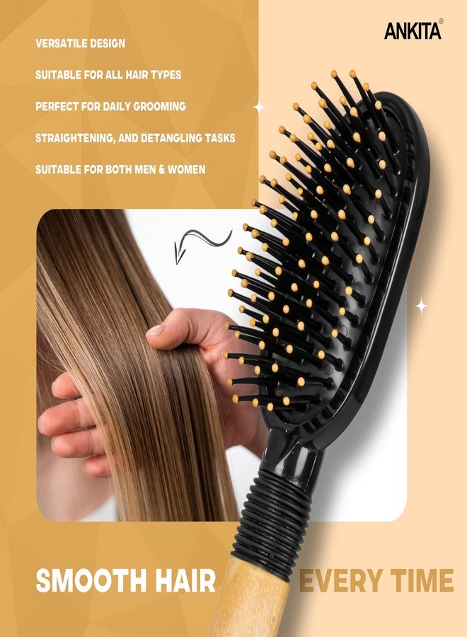Ankita Mini Flat Hair Brush with Nylon Bristle|Hair Brush with Strong and Flexible Nylon Bristles|For Grooming, Straightening, Smoothing, Detangling Hair, Ideal for Men & Women|Travel Friendly | Multipurpose (141) - Image 4