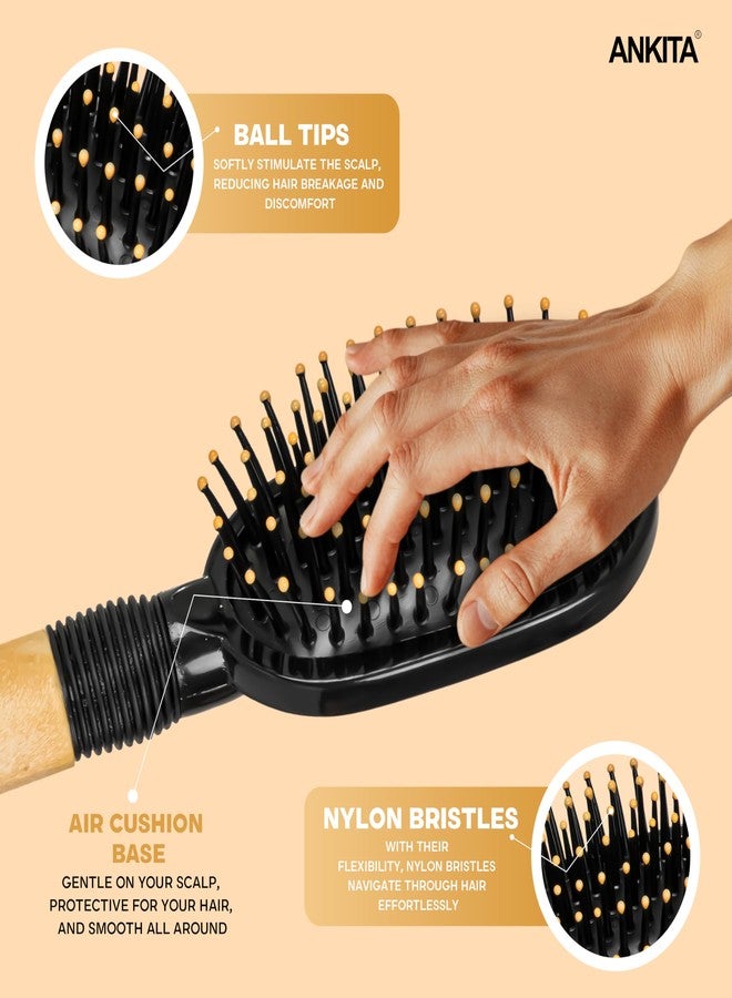 Ankita Mini Flat Hair Brush with Nylon Bristle|Hair Brush with Strong and Flexible Nylon Bristles|For Grooming, Straightening, Smoothing, Detangling Hair, Ideal for Men & Women|Travel Friendly | Multipurpose (141) - Image 3