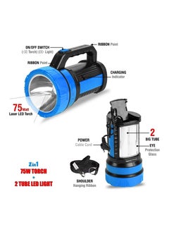 IDOLESHOP IDOLESHOPs Primer Quality 50 Watt Rechargeable Long Range Search Torch Light with 2 Side Emergency Tube Light New ColorAs per Availability  - Image 4