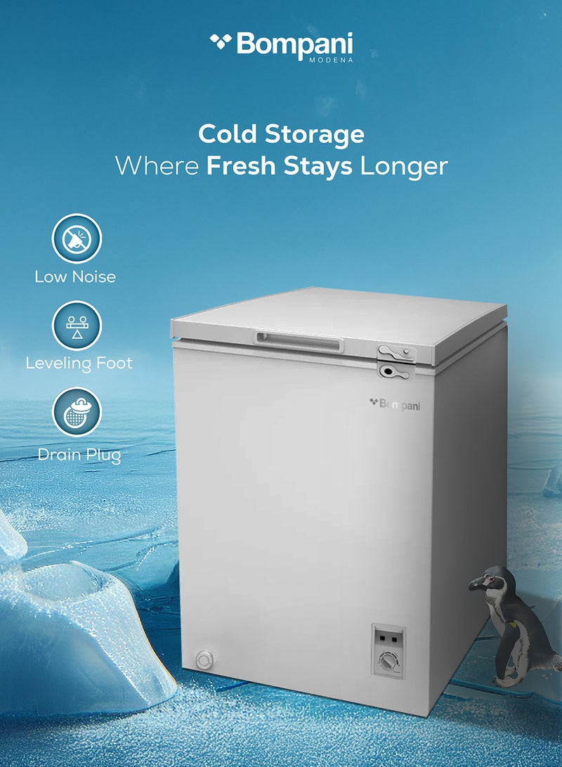 Bompani 150L Gross / 99L Net Capacity Chest Freezer, Convertible, Defrost, Lock & Key, 1x Basket, 220-240V, R600a Refrigerant 129 kg 400 W BOCF150I Silver - Image 5