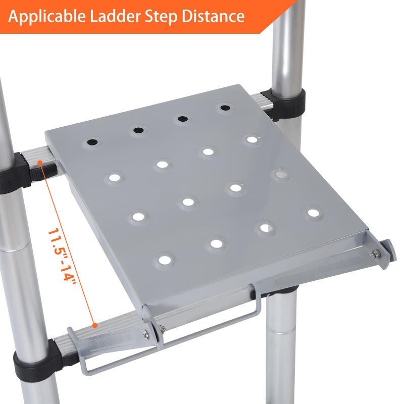 TooCust Ladder Platform - 400 lbs Heavy Duty Work Tray & Anti-Slip Standing Step for Extension Ladders, Adjustable Safety Workstation for Painting & Home Maintenance (Silver) - Image 2