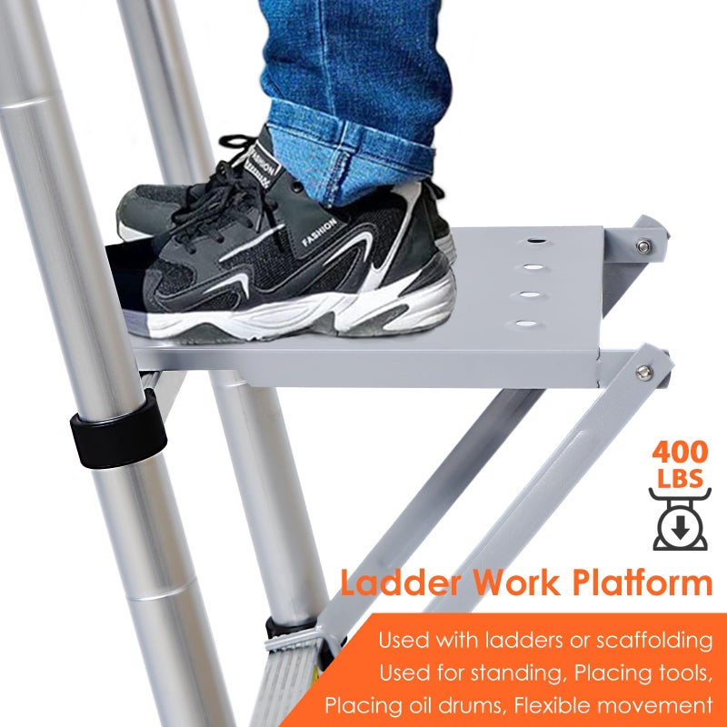 TooCust Ladder Platform - 400 lbs Heavy Duty Work Tray & Anti-Slip Standing Step for Extension Ladders, Adjustable Safety Workstation for Painting & Home Maintenance (Silver) - Image 5