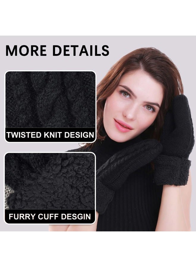 Whiteleopard Women's Winter Gloves Warm Lining - Cozy Wool Knit Thick Gloves Mittens in 9 color - Image 4
