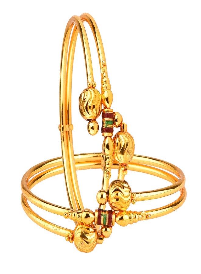 KENNICE Combo Of Designer Victoria Bangles, Trendy Gold Plated And Coinage Bangles For Women - Pack Of 6 - Image 4