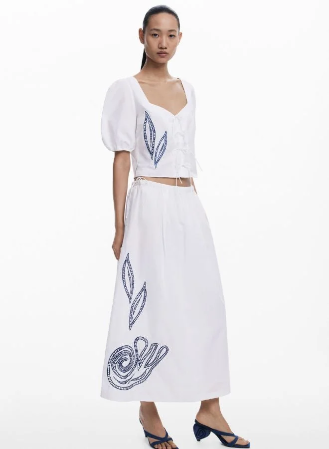 DESIGUAL Embroidered Puff-Sleeve Blouse