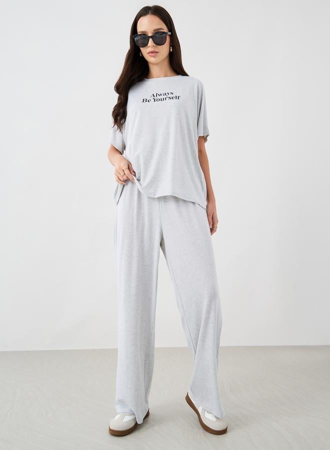 Take Two Take Two Slogan Print Short Sleeve T-Shirt and Pants Co-Ords  - Image 2