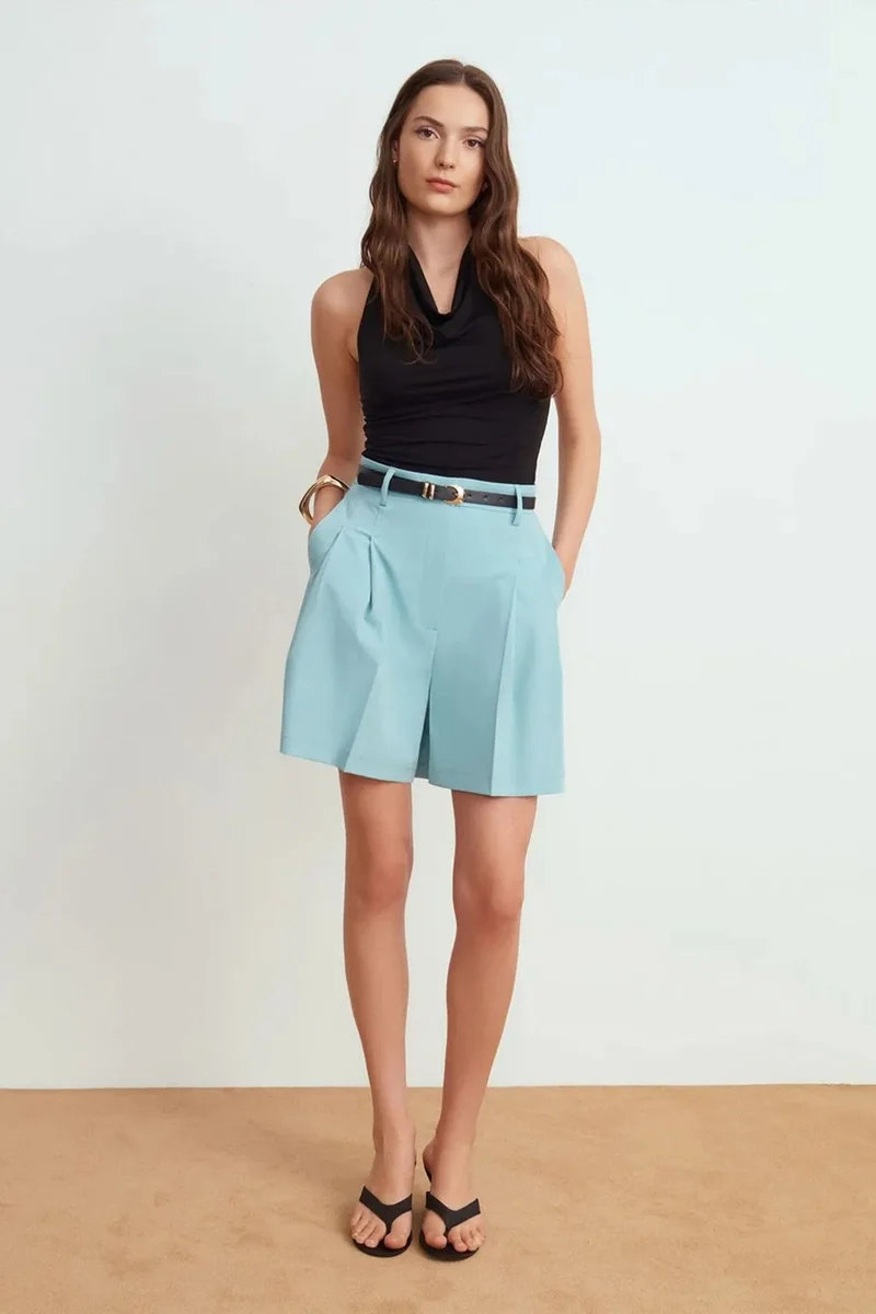 DILVIN High-Waist Wide-Leg Tailored Shorts