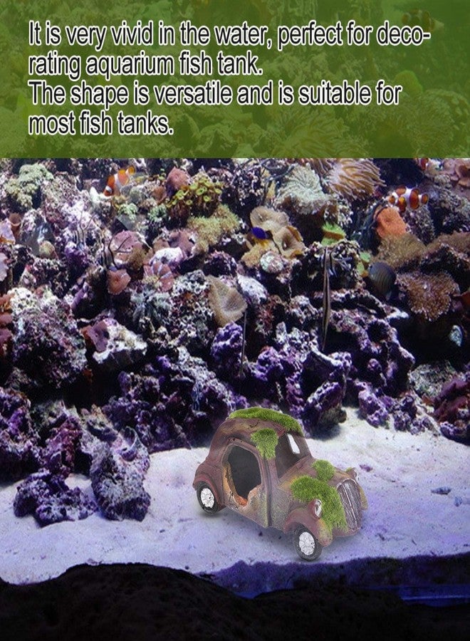 كويداموس زينة حوض السمك من كويداموس، زينة منظر طبيعي لحوض السمك، زينة حوض السمك، سيارة قديمة من الراتنج، 14 × 6.5 × 5 سم، زينة لحوض السمك (سيارة كلاسيكية مخملية) - Image 5