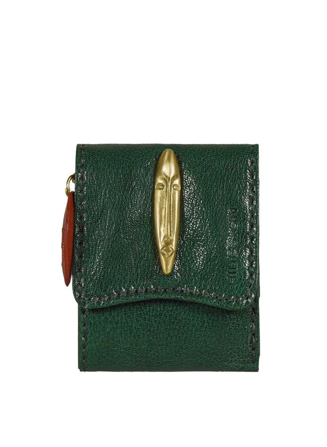 هاي ديزاين حقيبة هايدساين الجلدية الأصلية فرعون W1 النسائية ثلاثية الطي - أخضر/أحمر - Image 1