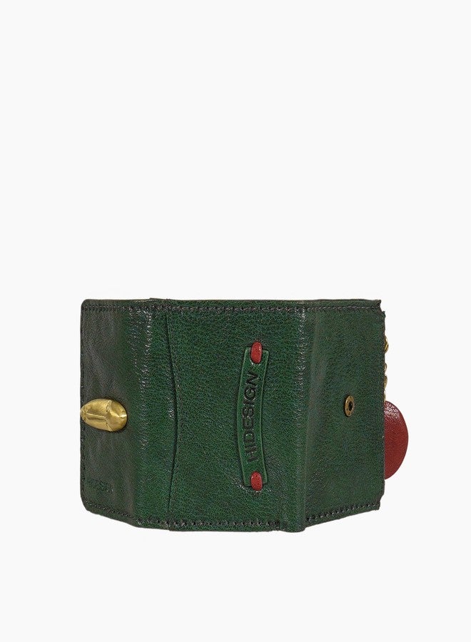 هاي ديزاين حقيبة هايدساين الجلدية الأصلية فرعون W1 النسائية ثلاثية الطي - أخضر/أحمر - Image 4