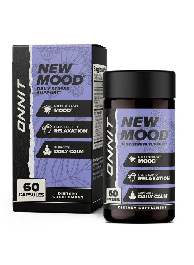 أونيت كبسولات ONNIT New Mood لدعم التوتر اليومي، مكمل غذائي لدعم النوم والمزاج للرجال والنساء، كبسولات يومية لإدارة التوتر، 60 كبسولة - Image 1
