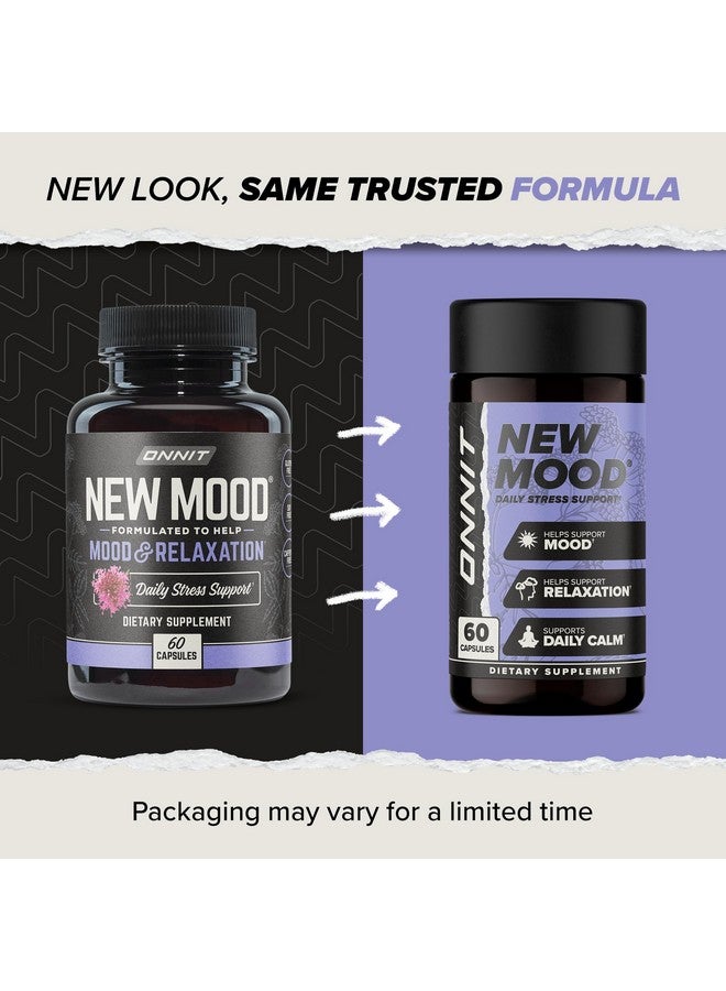 أونيت كبسولات ONNIT New Mood لدعم التوتر اليومي، مكمل غذائي لدعم النوم والمزاج للرجال والنساء، كبسولات يومية لإدارة التوتر، 60 كبسولة - Image 2