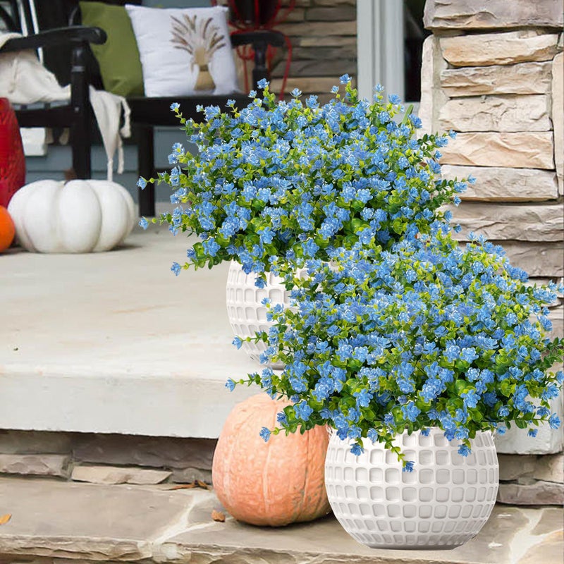 NETAP Outdoor Artificial Flowers UV Resistant, 20 Bundles Fake Realistic Floral Greenery Plants for Outside Porch, Window Boxes, Garden, Yard, Inside Home Table Decor,Blue - Image 1