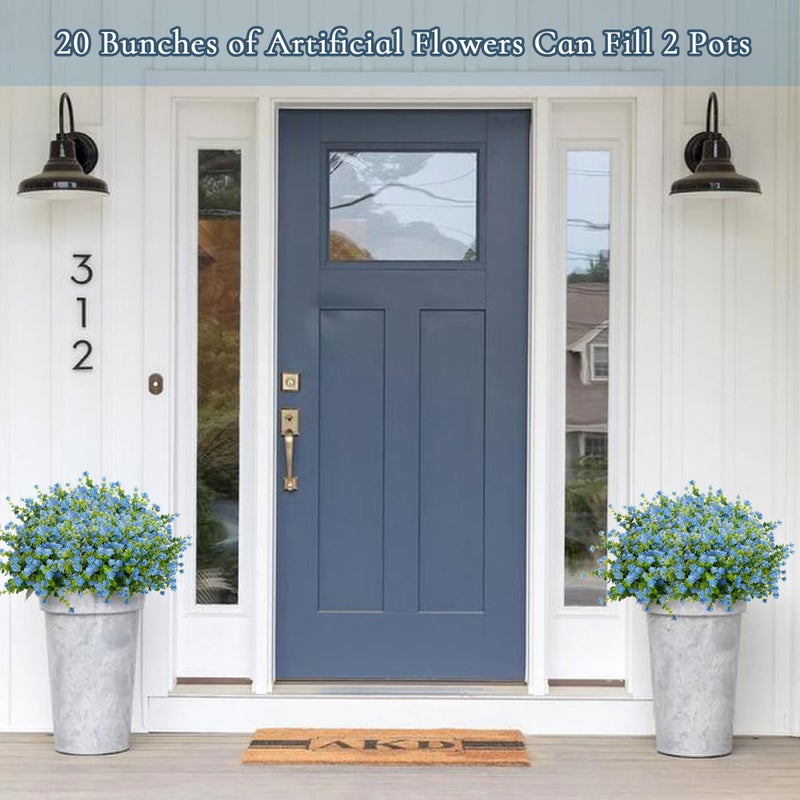 NETAP Outdoor Artificial Flowers UV Resistant, 20 Bundles Fake Realistic Floral Greenery Plants for Outside Porch, Window Boxes, Garden, Yard, Inside Home Table Decor,Blue - Image 3