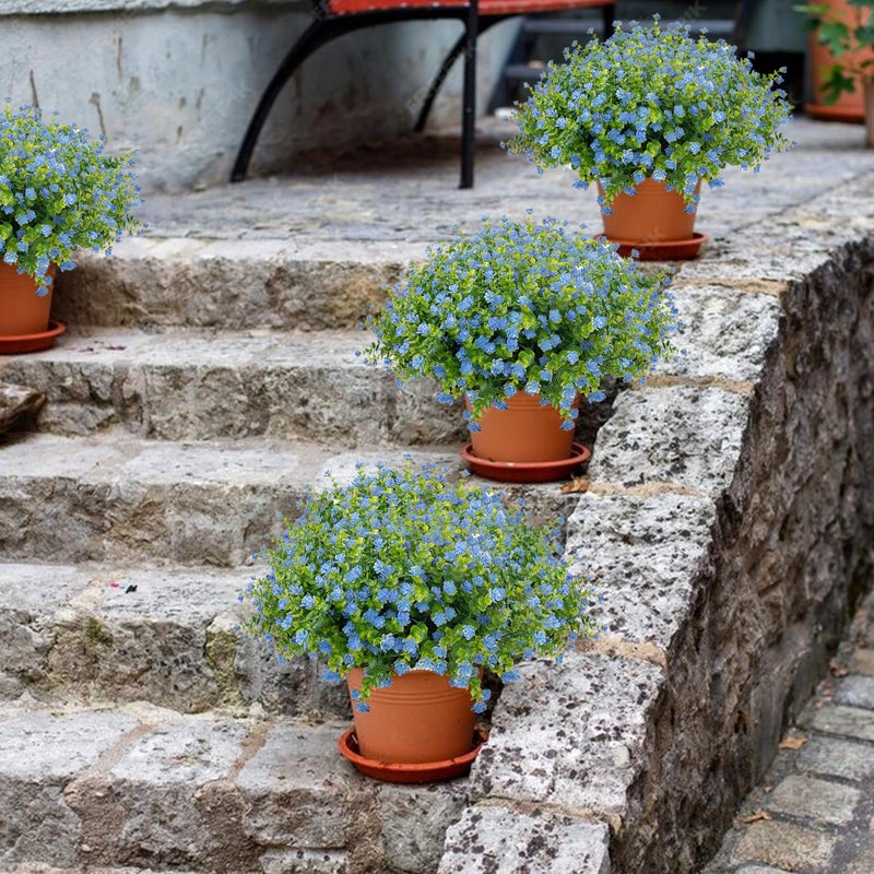 NETAP Outdoor Artificial Flowers UV Resistant, 20 Bundles Fake Realistic Floral Greenery Plants for Outside Porch, Window Boxes, Garden, Yard, Inside Home Table Decor,Blue - Image 5