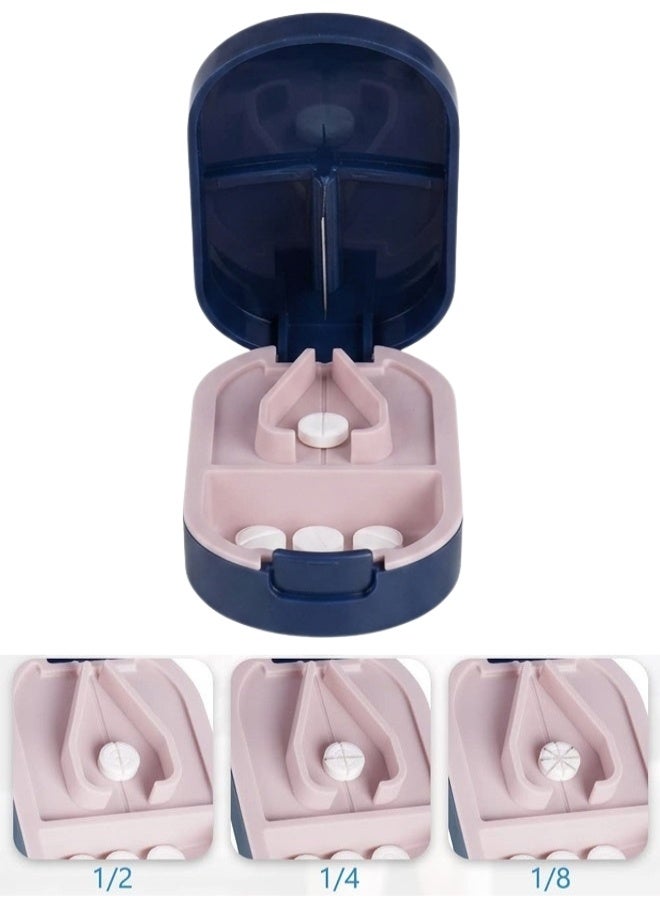 2-in-1 Portable Pill Organizer and Tablet Cutter with Ultra-Precise 0.8mm Stainless Steel Blade, Medicine Storage Case for Accurate Pill Splitting and Daily Dose Management, BPA-Free Moisture and Dust Resistant Design for Home, Travel, and Everyday Use - Image 1