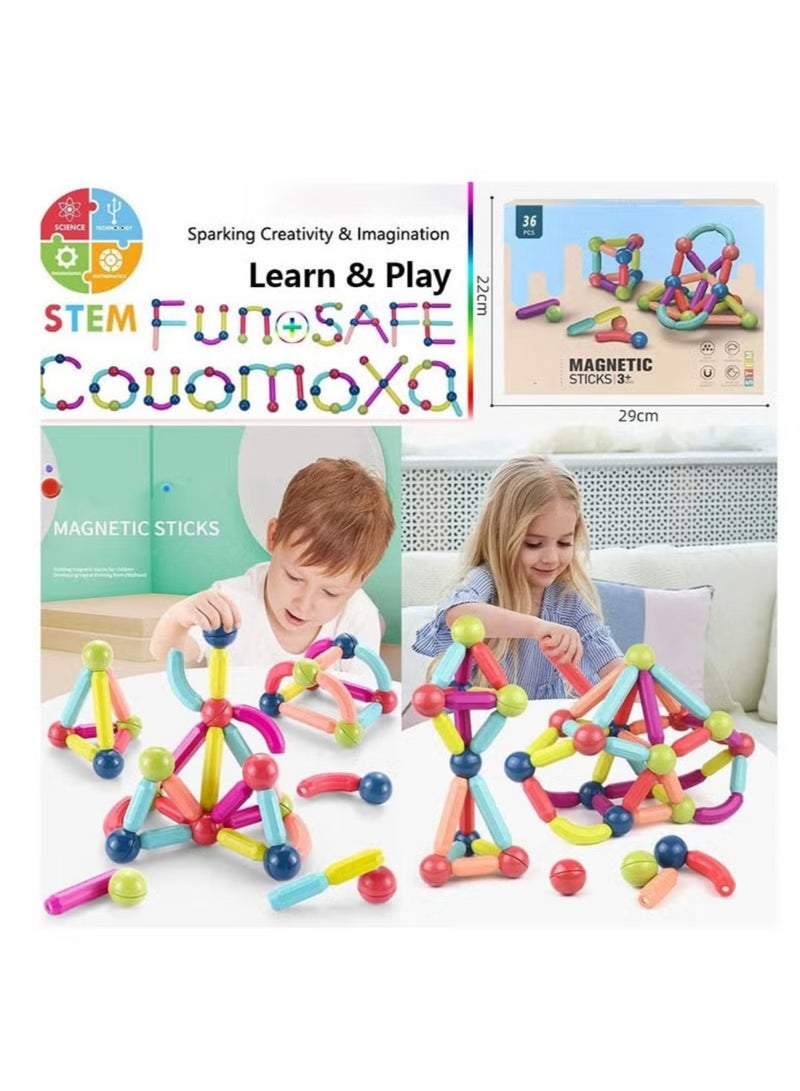 36 Pieces Magnetic Building Sticks Blocks Toy - Image 3