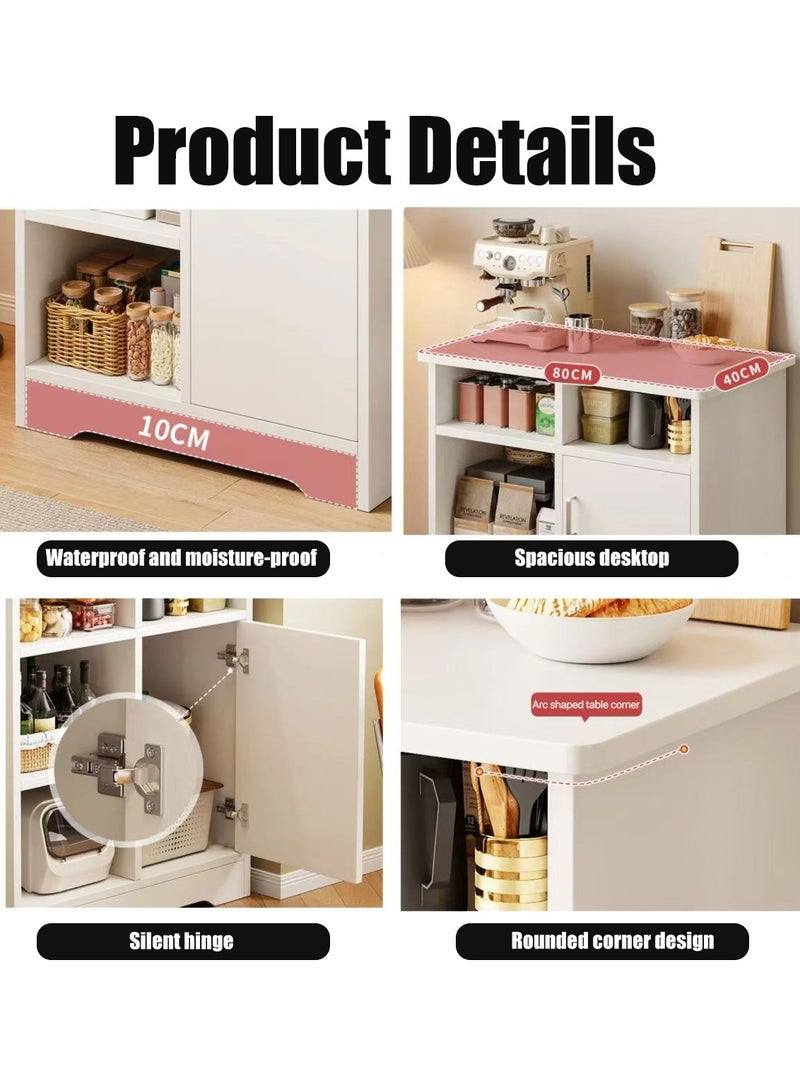 Generic Kitchen Storage Cabinet Kitchen Storage Rack Coffee Cabinet with 4 Open Shelves and 1 Cabinet Door Storage Kitchen Organizer for Home Office  - Image 5
