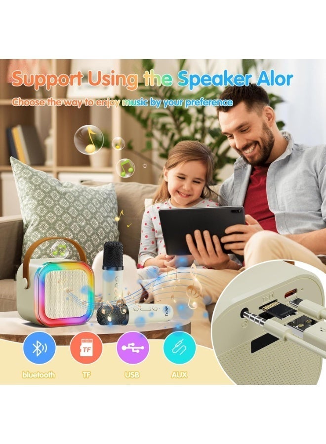 جهاز كاريوكي ملون للأطفال والكبار، مكبر صوت كاريوكي بلوتوث محمول مع ميكروفونين لاسلكيين وأضواء ملونة، جهاز كاريوكي صغير للبنات والأولاد... - Image 2