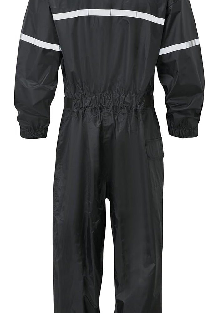 JDC Motorcycle Waterproof Rain Suit Over Suit 1PC - SHIELD - Black - S - Regular Leg (32") - Image 3