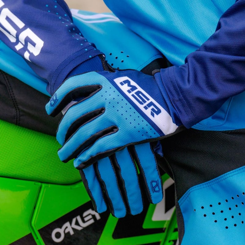 MSRâ„¢ Axxis Range Riding Gloves â€“ Unisex Blue/White â€“ X-Large - Lightweight Motocross, MTB, BMX & Powersports Gloves for Men & Women - Image 4