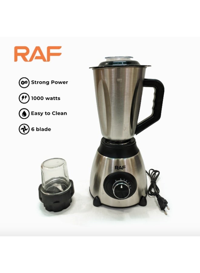 آر إيه أف خلاط وعصارة كهربائية R-300 - محرك قوي 1000 واط، إبريق من الفولاذ المقاوم للصدأ سعة 1.5 لتر مع مطحنة ماسالا، جهاز مطبخ متعدد الوظائف - Image 2