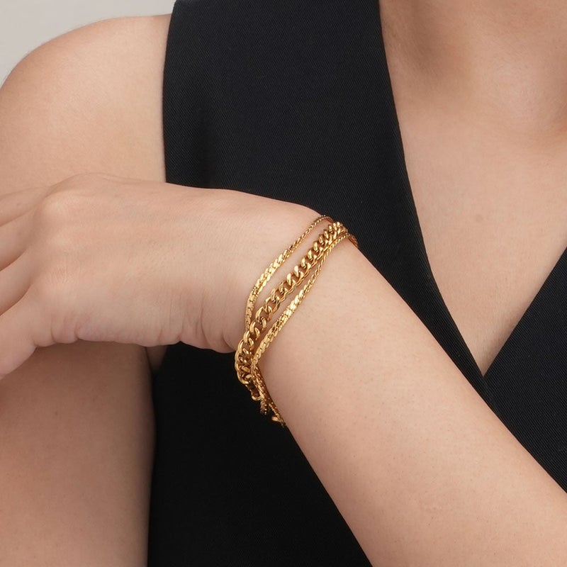 PALMONAS 18k Gold Tone Plated Equilibrium Link Bracelet
 for Women - Image 4