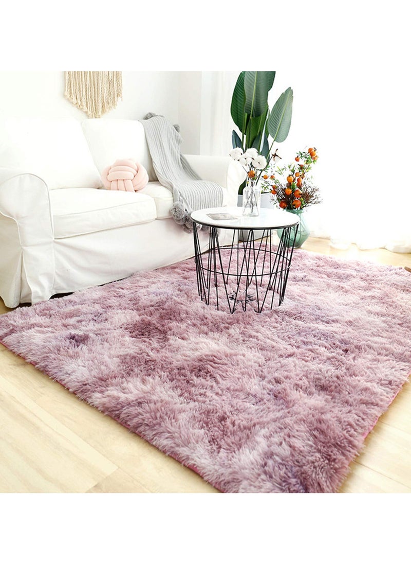 LOKIPA - Large Area Home Rugs，Super Soft Fluffy Modern Bedroom Rug, Tie-Dyed Dark Gray Indoor Shag Fuzzy Carpets for Girls Kids Nursery Room - Pink - Image 1
