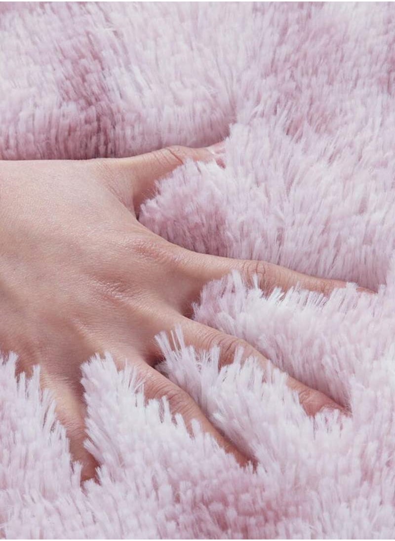 LOKIPA - Large Area Home Rugs，Super Soft Fluffy Modern Bedroom Rug, Tie-Dyed Dark Gray Indoor Shag Fuzzy Carpets for Girls Kids Nursery Room - Pink - Image 1