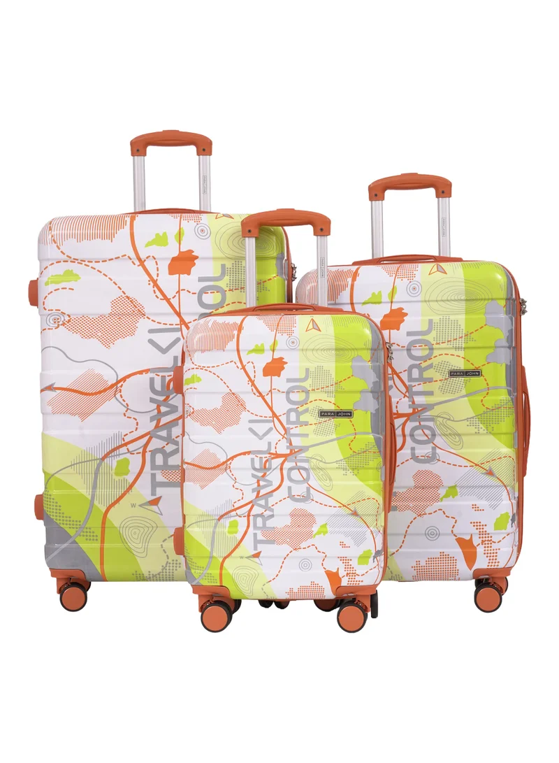PARAJOHN Parajohn Roveon ABS + PC Set of 3 Luggage | Lightweight Small 10KG, Medium 20KG & Large 30KG 8 Wheels Trolley Hardsided Travel Suitcase