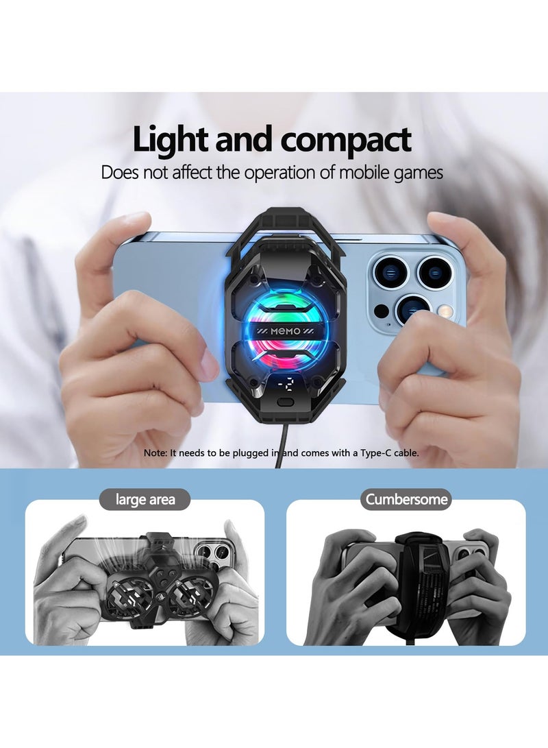 Memo Gaming phone cooler, 27W iPhone cooling fan, with RGB LED semiconductor cooler, suitable for iPhone/Android mobile gaming, live streaming, and AI smartphone temperature control.  - Image 4