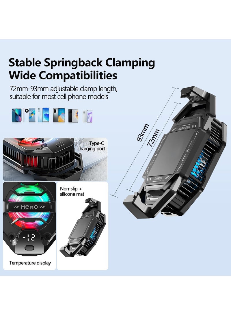 Memo Gaming phone cooler, 27W iPhone cooling fan, with RGB LED semiconductor cooler, suitable for iPhone/Android mobile gaming, live streaming, and AI smartphone temperature control.  - Image 5