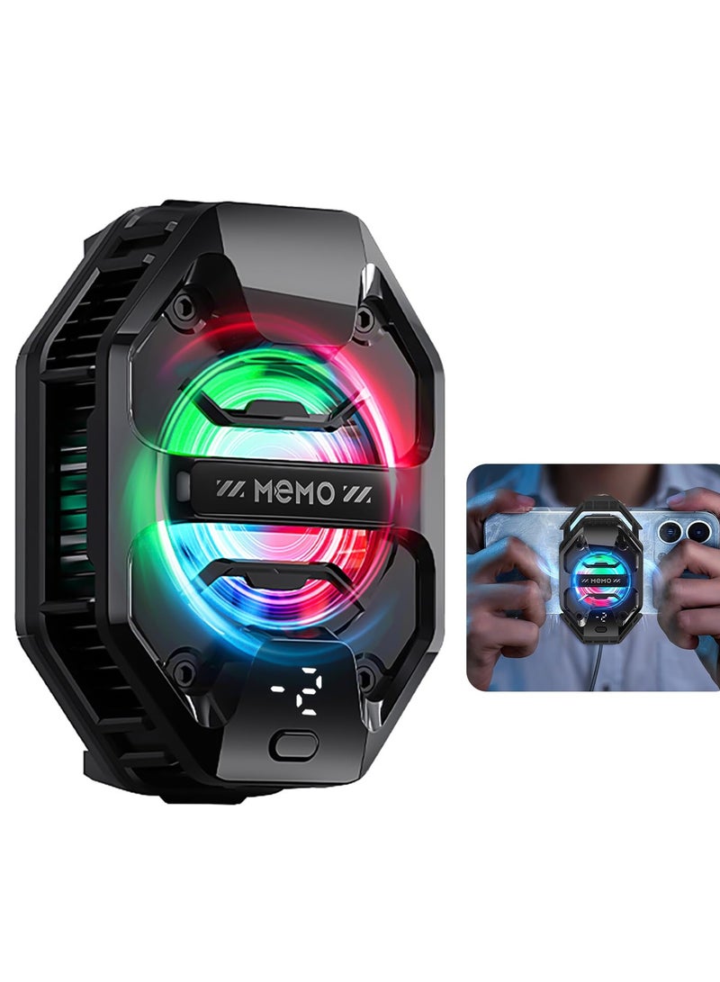 Memo Gaming phone cooler, 27W iPhone cooling fan, with RGB LED semiconductor cooler, suitable for iPhone/Android mobile gaming, live streaming, and AI smartphone temperature control.  - Image 1
