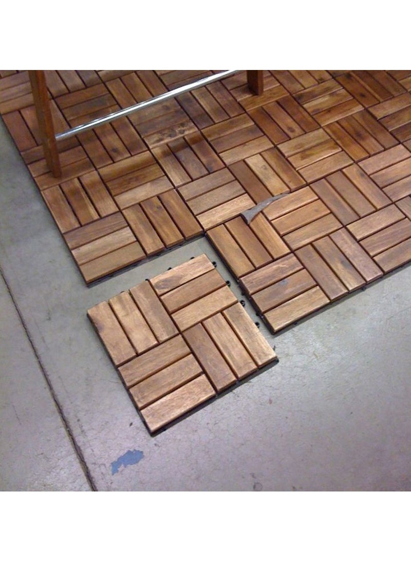 HOME TASTE 2 Pcs Hard Wood Interlocking Patio Deck Tiles Acacia Wood Deck Tiles Interlocking Outdoor, Patio Tiles Outdoor Interlocking Waterproof All Weather  - Image 4