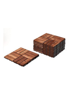 HOME TASTE Hometaste Hard Wood Interlocking Patio Deck Tiles Acacia Wood Deck Tiles Interlocking Outdoor, Patio Tiles Outdoor Interlocking Waterproof All Weather. (2_ Pieces) 