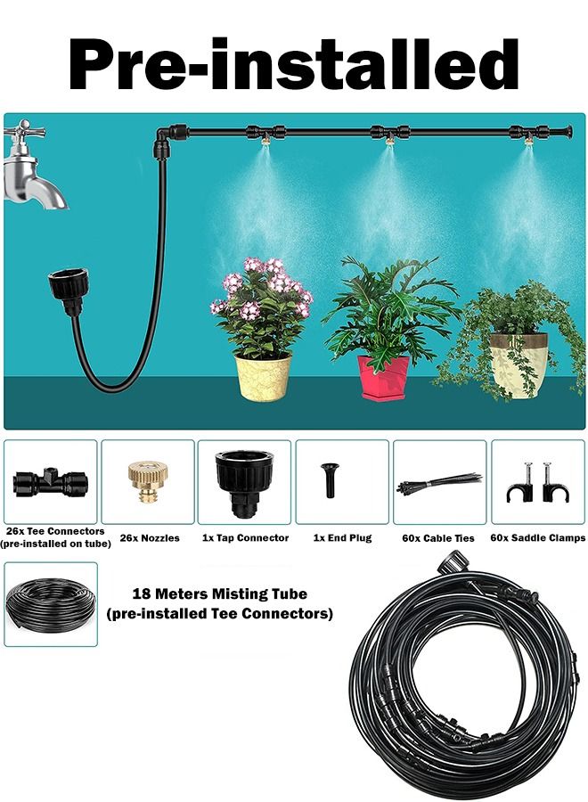 Generic 18-Meter Misting Cooling System Kit Watering Line Misters For Outdoor Waterpark Patio Lawn Garden Umbrella Deck Canopy Gazebo Home Backyard Greenhouse Irrigation  - Image 2