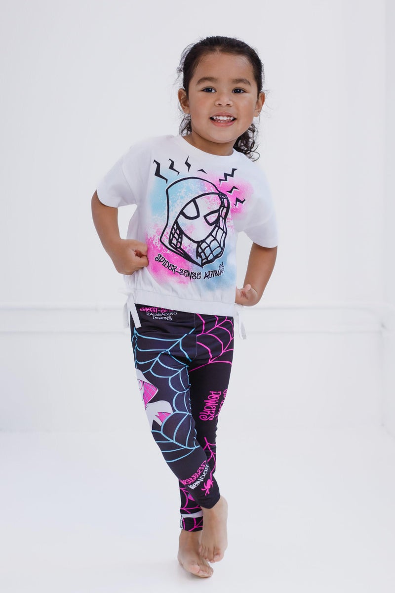 Marvel Spider-Man Spider-Gwen Toddler Girls T-Shirt and Leggings Outfit Set Ghost Spider White/Black 4T - Image 2
