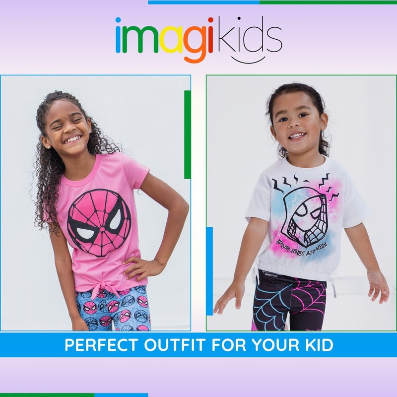 Marvel Spider-Man Spider-Gwen Toddler Girls T-Shirt and Leggings Outfit Set Ghost Spider White/Black 4T - Image 3
