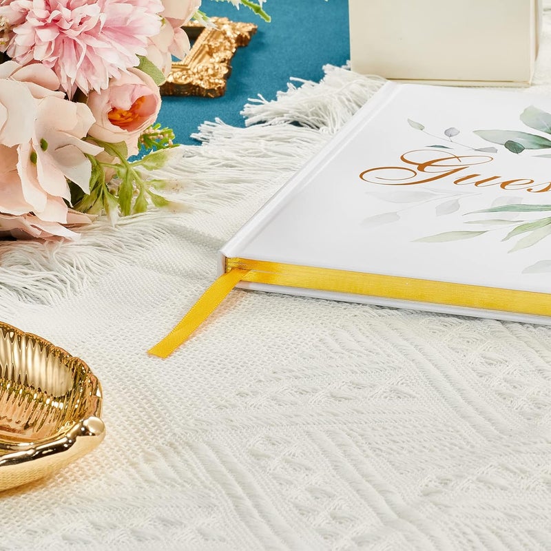 TRULIVA كتاب ضيوف الزفاف - كتاب تسجيل الضيوف - كتاب سجل استقبال الزفاف - غلاف صلب، 7" × 9" (أوكاليبتوس ذهب Foil، كتاب) - Image 5