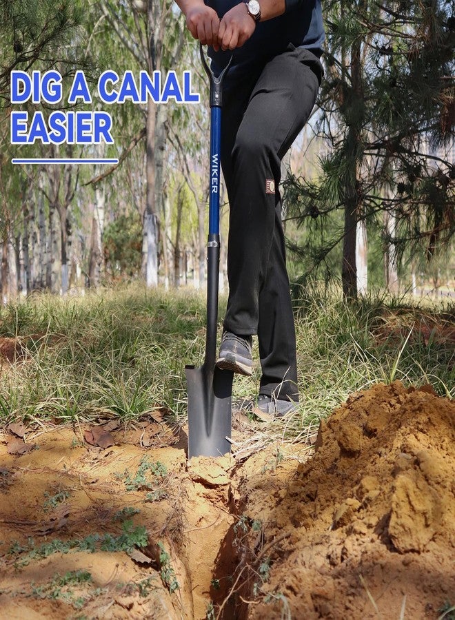WIKER Spade Shovel,Sharp Shooter Shovel,Shovels for Digging,Planting,Trenching,Gardening,Drain Spade with Fiberglass Handle Heavy Duty,Blue,45 inches - Image 2