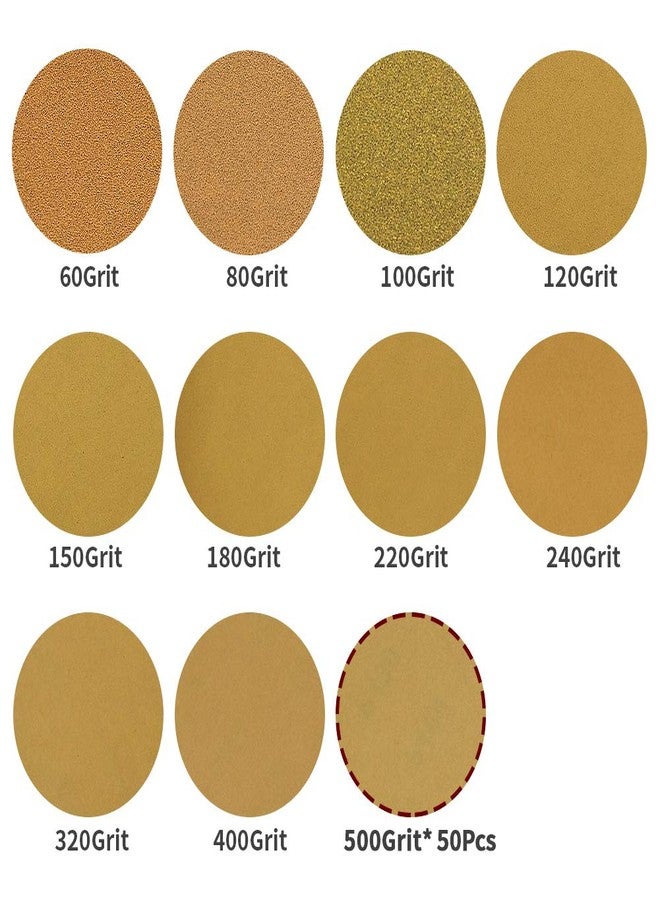 SPEEDWOX 50 Pcs 5 Inches 8 Hole Sanding Discs 500 Grit Dustless Hook and Loop Sandpaper for Random Orbital Sander Yellow Finishing Discs for Automotive Woodworking - Image 2